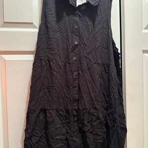 Forever 21 Black Button-Up Sleeveless Dress
